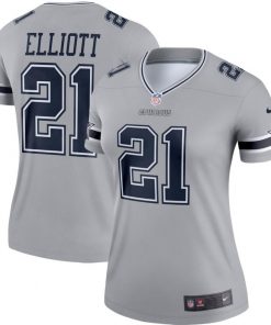 Women's Dallas Cowboys #21 Ezekiel Elliott Gray Inverted Legend Stitched NFL Jersey