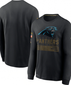 Men's Carolina Panthers 2020 Black Salute To Service Sideline Performance Long Sleeve NFL T-Shirt