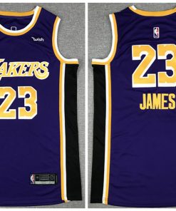 Men's Los Angeles Lakers #23 LeBron James Purple With KB Patch Stitched NBA Jersey