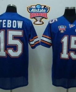 Gators #15 Tim Tebow Blue Allstate Sugar Bowl Stitched NCAA Jersey