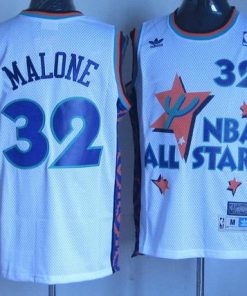 Jazz #32 Karl Malone White 1995 All Star Throwback Stitched NBA Jersey