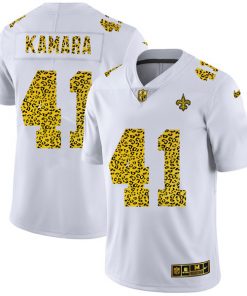 Men's New Orleans Saints #41 Alvin Kamara 2020 White Leopard Print Fashion Limited Stitched NFL Jersey