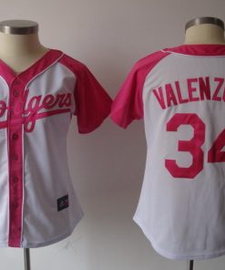 Women's Los Angeles Dodgers #34 Fernando Valenzuela Pink Splash Fashion Stitched MLB Jersey