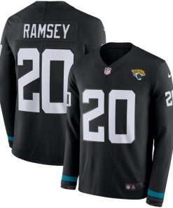 Men's Jaguars #20 Jalen Ramsey Black Therma Long Sleeve Stitched NFL Jersey