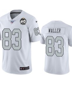 Men's Oakland Raiders #83 Darren Waller White 100th Season With 60 Patch Color Rush Limited Stitched NFL Jersey