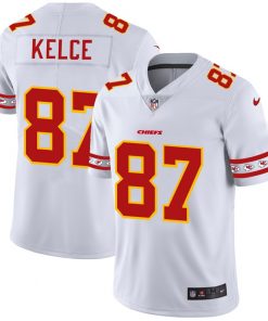 Men's Kansas City Chiefs #87 Travis Kelce White 2019 Team Logo Cool Edition Stitched NFL Jersey