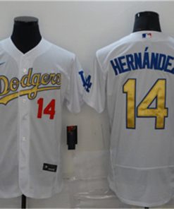 Dodgers 14 Enrique Hernandez White Gold 2020 Nike Flexbase Jersey