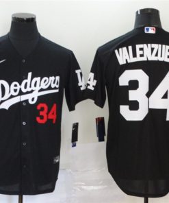 Dodgers 34 Fernando Valenzuela Black 2020 Nike Cool Base Jersey