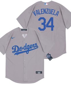 Dodgers 34 Fernando Valenzuela Gray 2020 Nike Cool Base Jersey