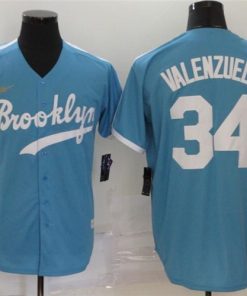 Dodgers 34 Fernando Valenzuela Light Blue 2020 Nike Cooperstown Collection Jersey