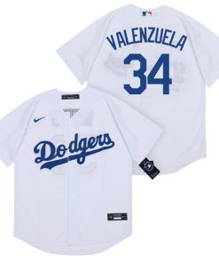 Dodgers 34 Fernando Valenzuela White 2020 Nike Cool Base Jersey