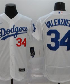 Dodgers 34 Fernando Valenzuela White 2020 Nike Flexbase Jersey