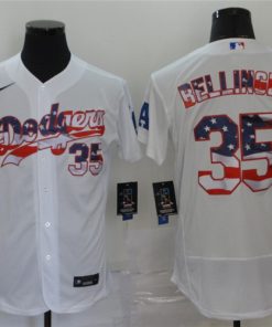 Dodgers 35 Cody Bellinger White USA Flag Fashion Nike Flexbase Jersey