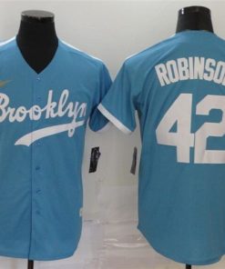 Dodgers 42 Jackie Robinson Light Blue 2020 Nike Cooperstown Collection Jersey