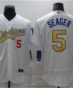 Dodgers 5 Corey Seager White Gold 2020 Nike Flexbase Jersey