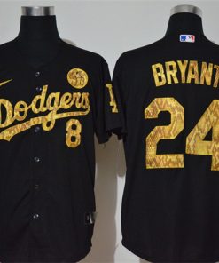Dodgers 8 & 24 Kobe Bryant Black Gold 2020 Nike KB Cool Base Jersey