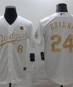 Dodgers 8 & 24 Kobe Bryant White Gold 2020 Nike KB Cool Base Jersey
