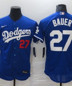 Men's Los Angeles Dodgers #27 Trevor Bauer Blue Flex Base Sttiched MLB Jersey