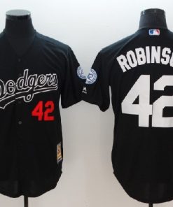 Men's Los Angeles Dodgers #42 Jackie Robinson Black Throwback Cool Base Stitched MLB Jersey