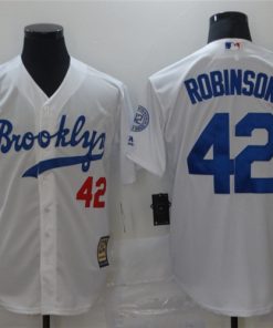 Men's Los Angeles Dodgers #42 Jackie Robinson White Throwback Cool Base Stitched MLB Jersey
