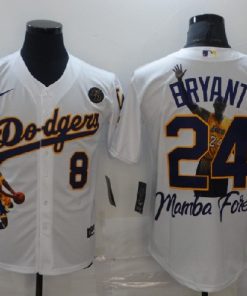 Men's Los Angeles Lakers Front #8 Back #24 Kobe Bryant White With KB Patch Cool Base Stitched NBA Jersey