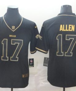 Nike Bills 17 Josh Allen Black Gold Throwback Vapor Untouchable Limited Jersey