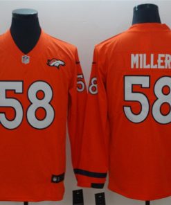 Nike Broncos 58 Von Miller Orange Therma Long Sleeve Jersey
