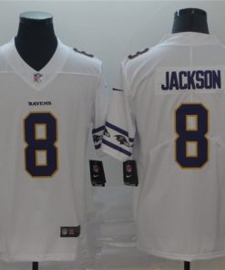 Nike Ravens 8 Lamar Jackson White Team Logos Fashion Vapor Limited Jersey