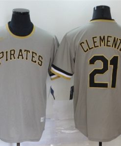 Pirates 21 Roberto Clemente Gray Nike Cool Base Throwback Jersey