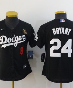 Women's Los Angeles Dodgers 2020 Front #8 Back #24 Kobe Bryant Black Cool Base Stitched MLB Jersey(Run Small)
