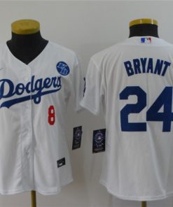 Women's Los Angeles Dodgers 2020 Front #8 Back #24 Kobe Bryant White Cool Base Stitched MLB Jersey(Run Small)