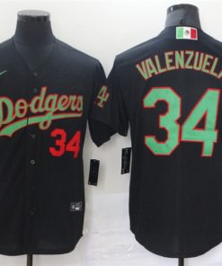 Dodgers 34 Fernando Valenzuela Black World Series Nike Cool Base Jersey