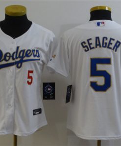 Dodgers 5 Corey Seager White Nike 2021 Gold Program Cool Base Jerseys