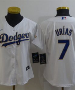 Dodgers 7 Julio Urias White Women Nike 2021 Gold Program Cool Base Jersey