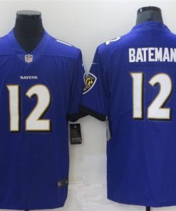 Men's Baltimore Ravens #12 Rashod Bateman Purple 2021 Vapor Untouchable Limited Stitched NFL Jersey