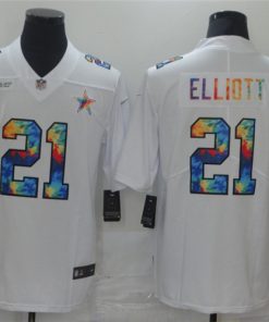 Men's Dallas Cowboys #21 Ezekiel Elliott White Crucial Catch Limited Stitched NFL Jersey