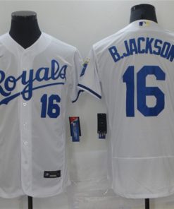 Men's Kansas City Royals #16 Bo Jackson White Flex Base Sttiched MLB Jersey