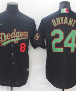 Men's Los Angeles Dodgers Front #8 Back #24 Kobe Bryant Black Green Mexico 2020 World Series Stitched MLB Jersey