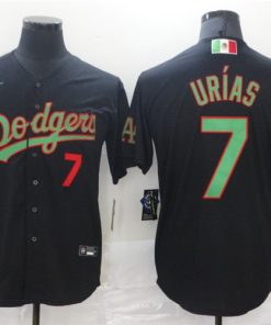 Men's Los Angeles Dodgers White #7 Julio Urias Black Green 2020 World Series Stitched MLB Jersey