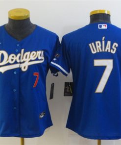 Women's Los Angeles Dodgers #7 Julio Urias Blue Gold Championship Cool Base Stitched Jersey(Run Small)