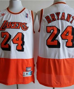 Lakers 24 Kobe Bryant White Orange Split Hardwood Classics Jersey