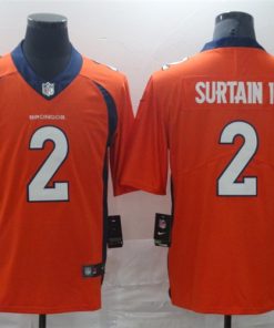 Men's Denver Broncos #2 Patrick Surtain II 2021 NFL Draft Orange Vapor Untouchable Limited Stitched Jersey