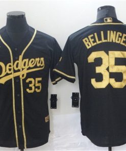 Men's Los Angeles Dodgers #35 Cody Bellinger Black Gold 2020 World Series Cool Base Stitched MLB Jersey