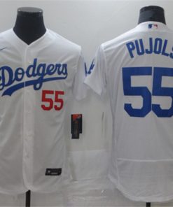 Men's Los Angeles Dodgers #55 Albert Pujols White Flex Base Sttiched MLB Jersey