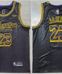 Men's Los Angeles Lakers #23 LeBron James Black Jersey With GiGi Patch Stitched NBA Jersey