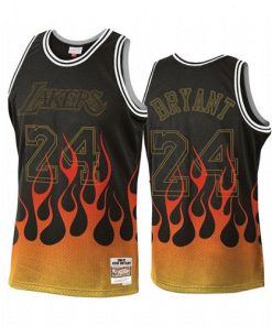 Men's Los Angeles Lakers #24 Kobe Bryant Black  1996-97 Hardwood Classics Swingman Flames Stitched NBA Jersey