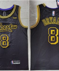 Men's Los Angeles Lakers #8 Kobe Bryant Black Jersey With GiGi Patch Stitched NBA Jersey
