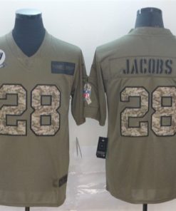 Raiders 28 Josh Jacobs 2019 Olive Camo Salute To Service Limited Jersey