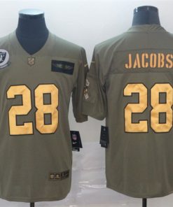 Raiders 28 Josh Jacobs 2019 Olive Gold Salute To Service Limited Jersey