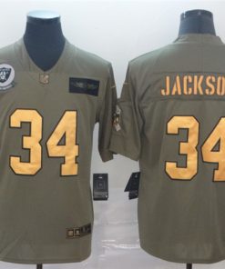 Raiders 34 Bo Jackson 2019 Olive Gold Salute To Service Limited Jersey